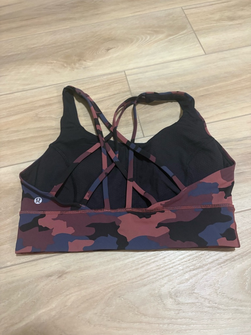 lululemon athletica Black & Red Camo Strappy Sports Bra
